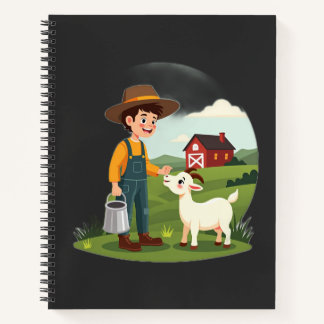 Cute Little Farmer Boy Goat Notebook