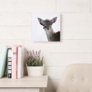 Cute little Fawn 2 #animal #art Square Wall Clock