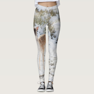 Cute little Fawn in the Winter Snow 1 #animal#art Leggings