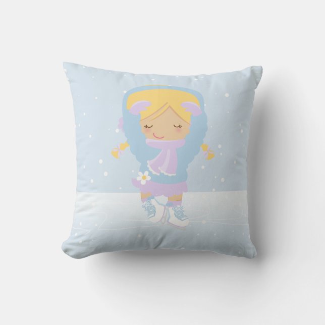 Cute Little Figure Skater Cushion (Front)