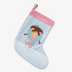 Cute Little Figure Skater Personalised Small Christmas Stocking