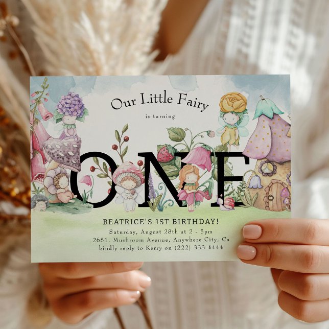Cute Little Floral Fairies Girls 1st Birthday Invitation (Creator Uploaded)