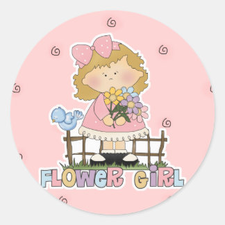 Cute Little Flower Girl Classic Round Sticker