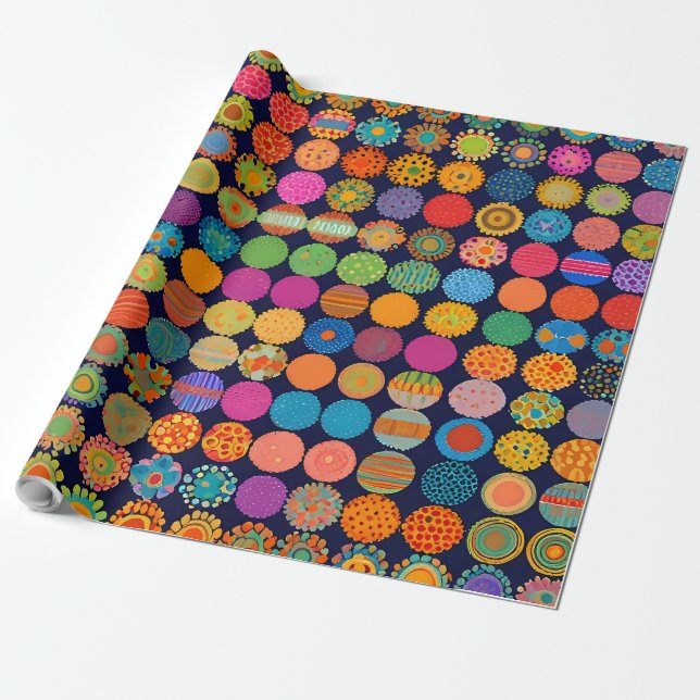 Cute little flower heads wrapping paper (Unrolled)