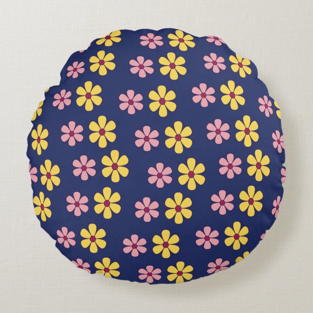 Cute little flowers pattern round cushion (Front)
