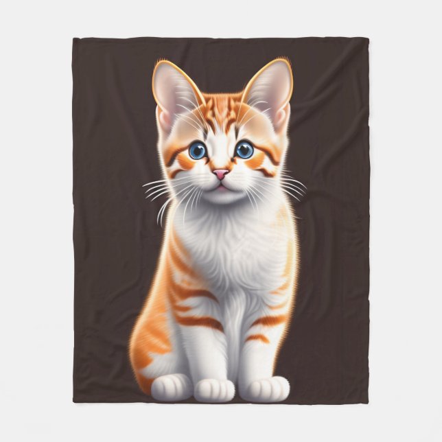 Cute Little Fluffy Kitty, Cat Fleece Blanket (Front)