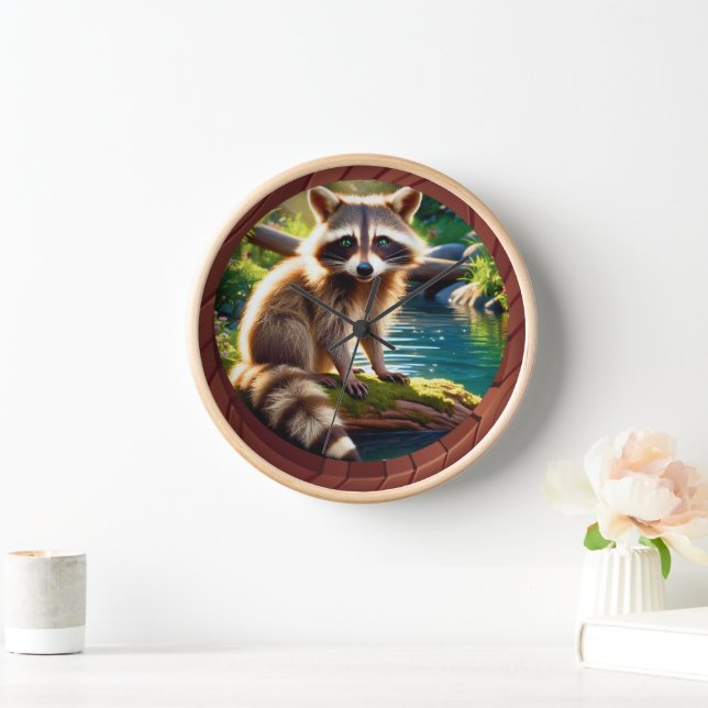 Cute Little Forest Racoon in the Sun Clock (Home)