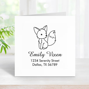 Cute Little Fox Address Rubber Stamp