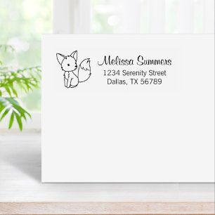 Cute Little Fox Address Rubber Stamp