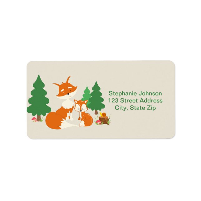 Cute little fox and Mum Address Labels (Front)