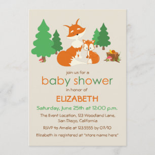 Cute Little Fox and Mum Baby Shower Invitation
