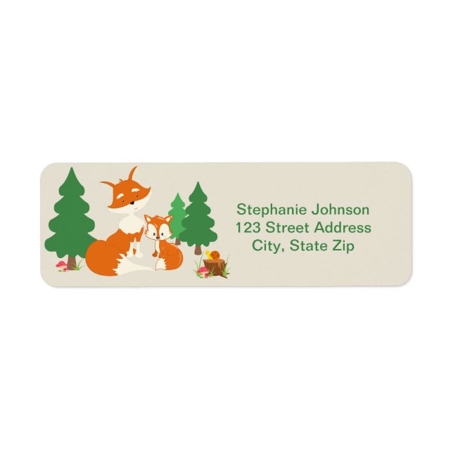 Cute little fox and Mum Return Address Labels (Front)