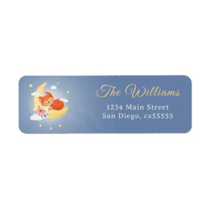 Cute little fox baby shower address return address label