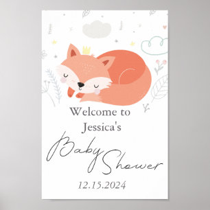 Cute Little Fox Baby Shower Poster