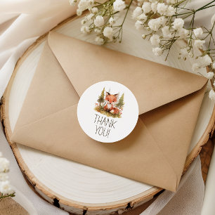 Cute Little Fox Baby Shower Thank You Classic Round Sticker