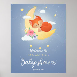 Cute little fox baby shower welcome sign