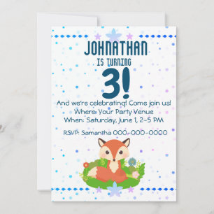 Cute Little Fox Birthday Invitation
