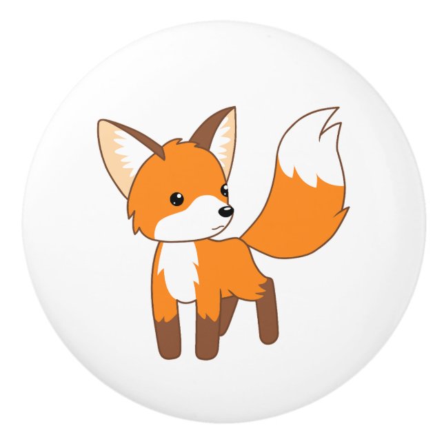 Cute Little Fox Ceramic Knob (Front)
