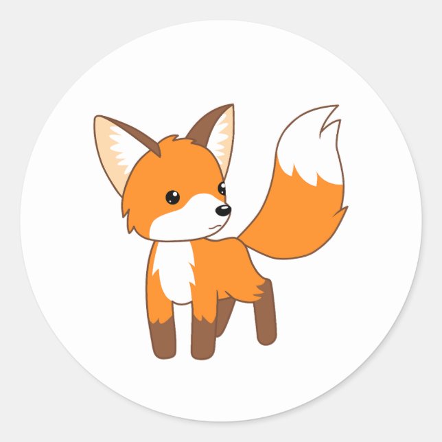 Cute Little Fox Classic Round Sticker (Front)