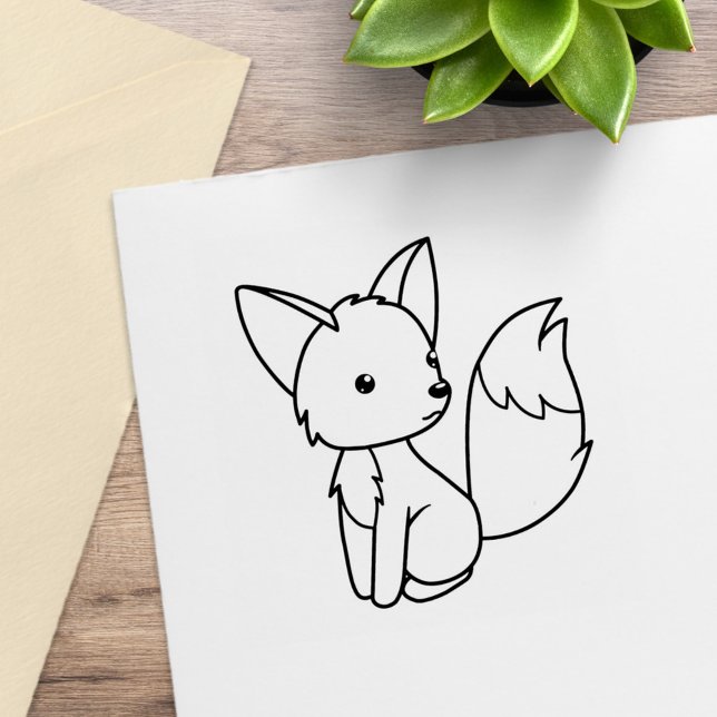 Cute Little Fox Colour Me Rubber Stamp (Creator Uploaded)