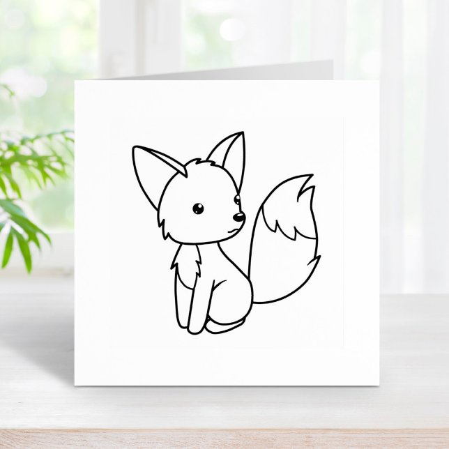 Cute Little Fox Colour Me Rubber Stamp (Creator Uploaded)