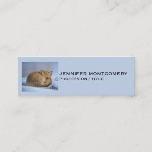 Cute Little Fox Curled Up Winter Photo Mini Business Card
