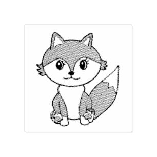 Cute Little Fox Farm Animal Rubber Stamp