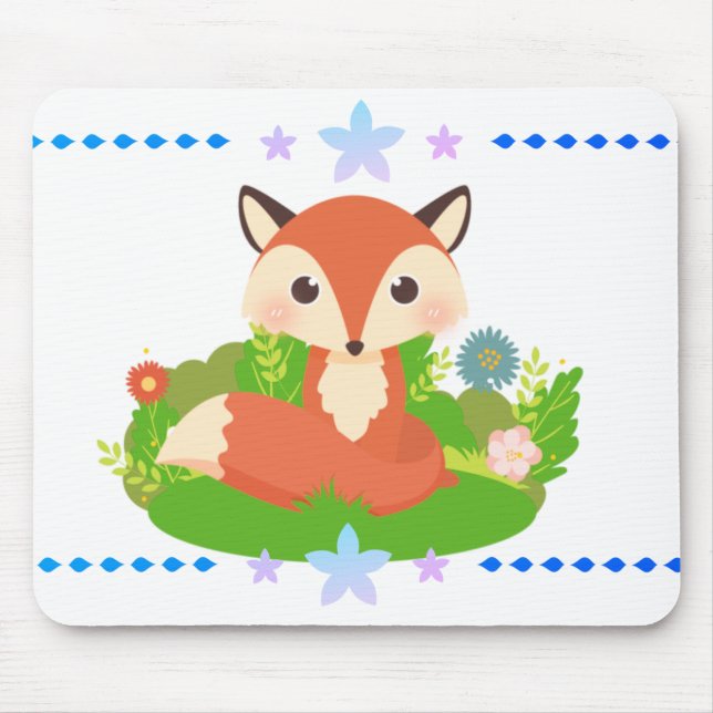Cute Little Fox Mouse Pad (Front)