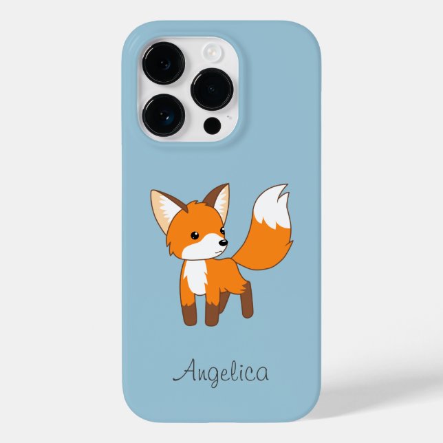 Cute Little Fox on Blue Case-Mate iPhone Case (Back)