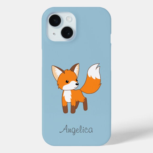 Cute Little Fox on Blue Case-Mate iPhone Case (Back)