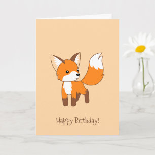 Cute Little Fox on Cream Birthday Card