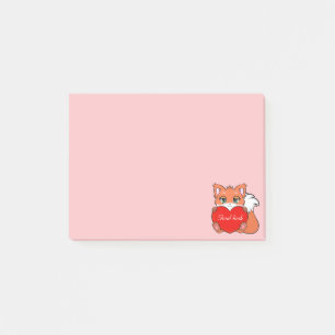 Cute Little Fox on Light Pink Post-it Notes