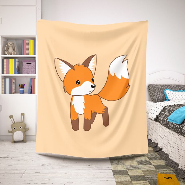 Cute Little Fox on Peach Beige Sherpa Blanket (Creator Uploaded)