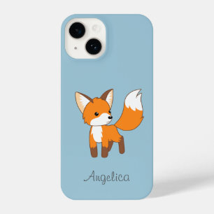 Cute Little Fox on Peach iPhone 14 Case