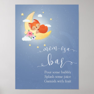 Cute little fox on the moon momosa bar  poster