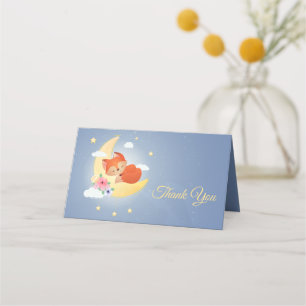 Cute little fox on the moon thank you place card