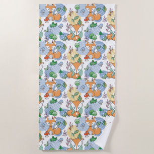 Cute Little Fox Pattern Beach Towel