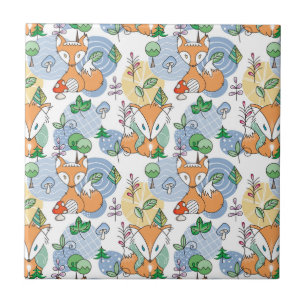 Cute Little Fox Pattern Ceramic Tile