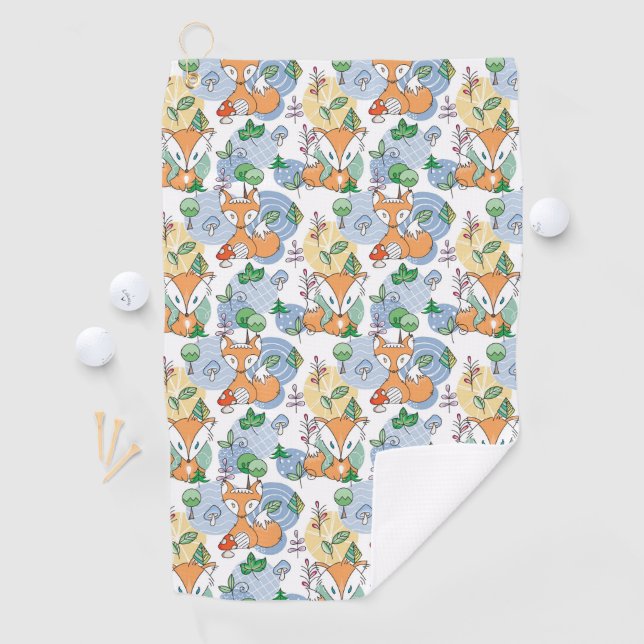 Cute Little Fox Pattern Golf Towel (InSitu)