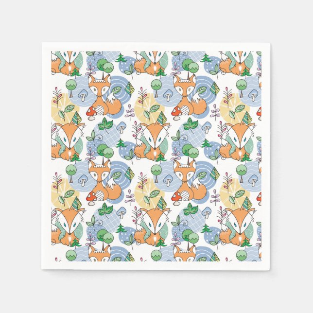 Cute Little Fox Pattern Napkin (Front)