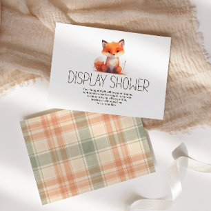 Cute Little Fox Plaid Display Baby Shower Enclosure Card