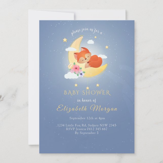 Cute Little Fox Rustic Woodland baby shower Invitation (Front)