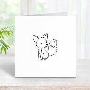 Cute Little Fox Sitting 1x1 Rubber Stamp