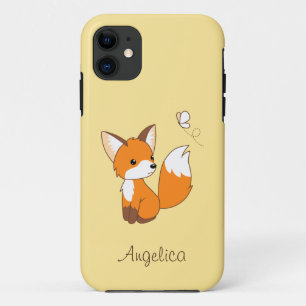 Cute Little Fox Watching Butterfly iPhone 11 Case