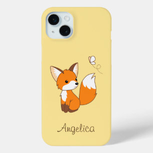 Cute Little Fox Watching Butterfly iPhone 15 Mini Case