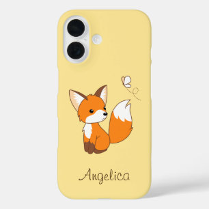 Cute Little Fox Watching Butterfly iPhone 16 Case