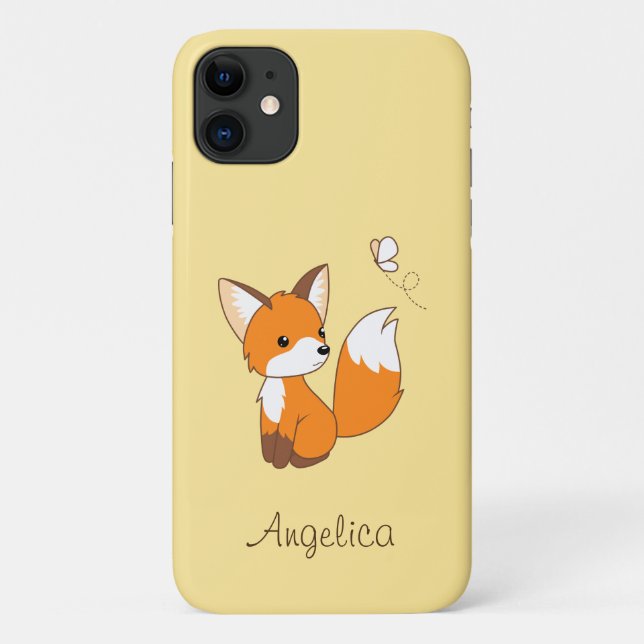 Cute Little Fox Watching Butterfly Case-Mate iPhone Case (Back)