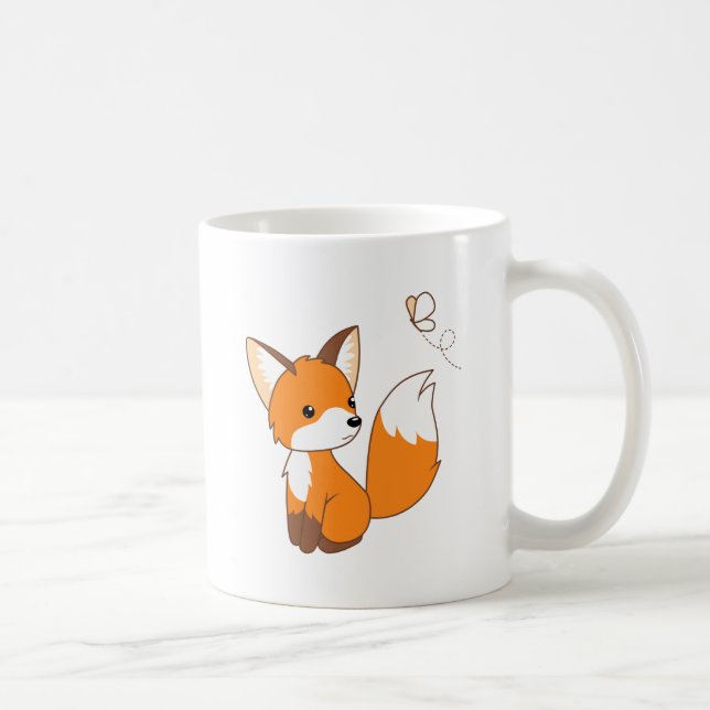 Cute Little Fox Watching Butterfly Coffee Mug (Right)