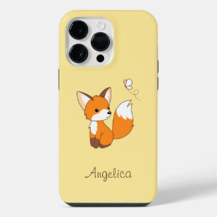 Cute Little Fox Watching Butterfly iPhone 14 Pro Max Case