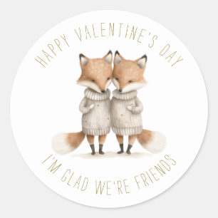 Cute Little Foxes Valentine's Day Classic Round Sticker